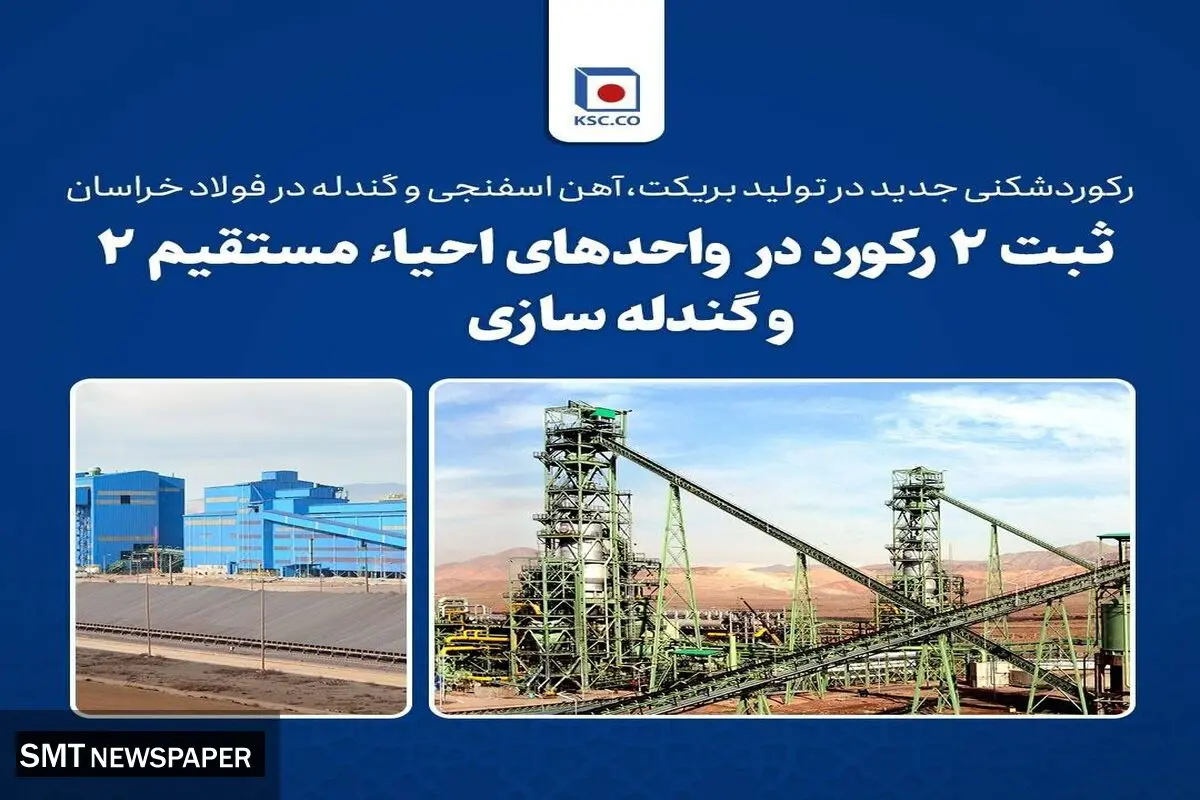 رکوردشکنی جدید در تولید بریکت، آهن اسفنجی و گندله در فولاد خراسان
