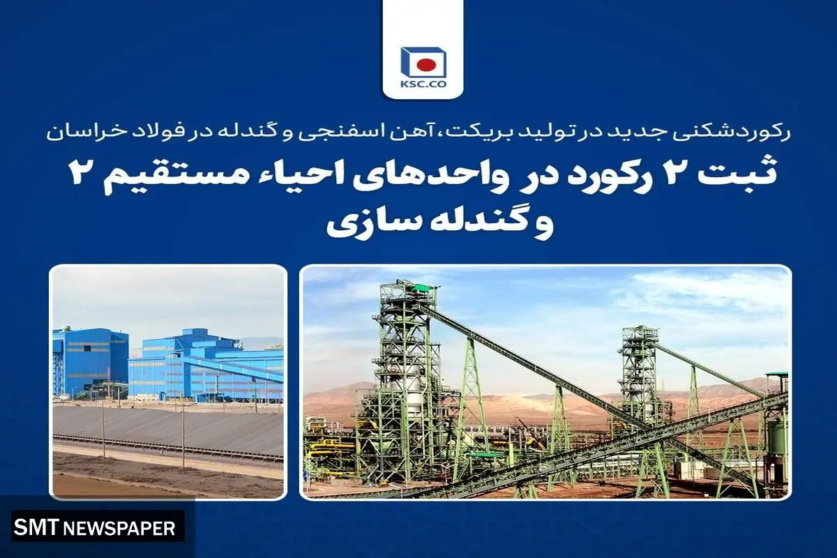 رکوردشکنی جدید در تولید بریکت، آهن اسفنجی و گندله در فولاد خراسان
