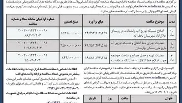 فراخوان مناقصه عمومی آب و فاضلاب استان اصفهان