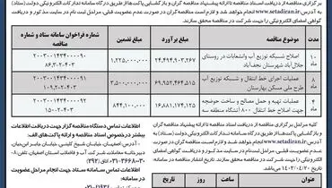 فراخوان مناقصه عمومی آب و فاضلاب استان اصفهان