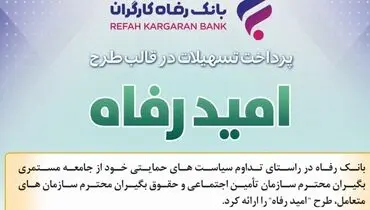اسامی برگزیدگان تیرماه قرعه‌کشی تسهیلات طرح "امید رفاه" بانک رفاه کارگران اعلام شد

