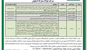 آگهی فراخوان شرکت فولاد مبارکه اصفهان
