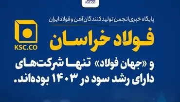 «فولاد خراسان» و «جهان فولاد»  تنها شرکت‌‌های دارای رشد سود در ۱۴۰۳