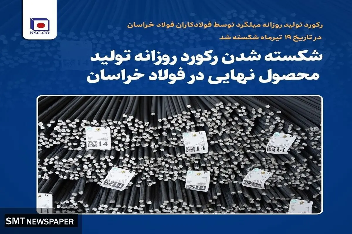 شکسته شدن رکورد روزانه تولید محصول نهایی در فولاد خراسان