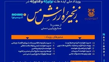 تمدید مهلت شرکت در رویداد ملی «ایده‌های نوآورانه و فناورانه در زنجیره ارزش مس»
