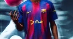 عکس پیراهن بارسا ویژه الکلاسیکو با لوگوی اد شیران