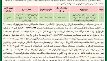 مناقصه عمومی خرید، نصب و بهره برداری از سامانه های ثبت تخلف سرعت غیرمجاز راداری شهرداری کرج
