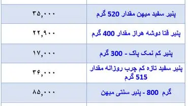 قیمت جدید انواع پنیر در بازار + جدول