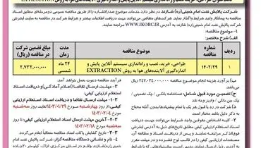 مناقصه عمومی دو مرحله ای طراحی، نصب و راه اندازی سیستم آنلاین پایش و اندازه گیری آلاینده های هوا شرکت پالایش نفت امام خمینی شازند