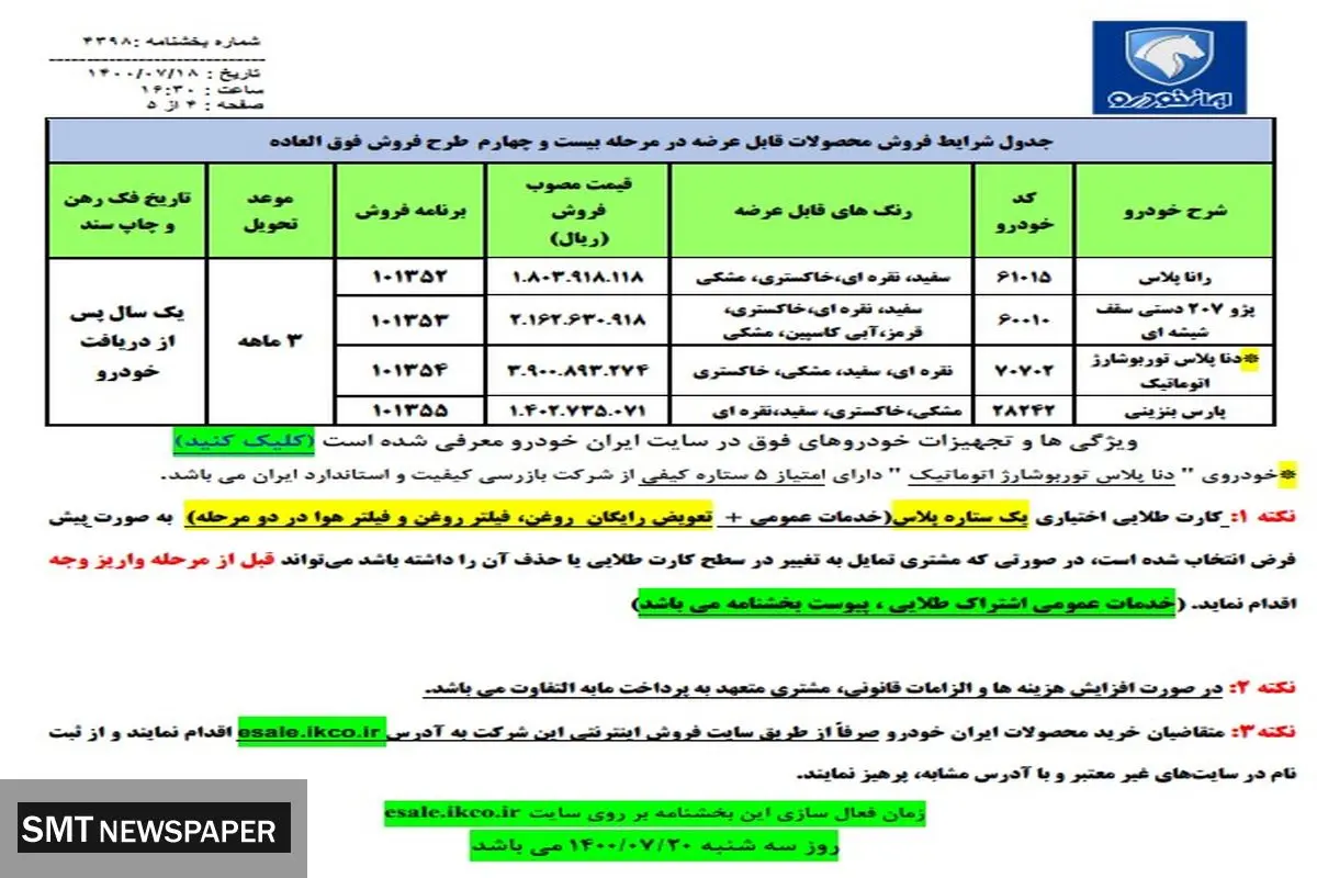 فوری/ زمان پیش فروش جدید ایران خودرو اعلام شد + جدول