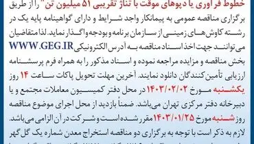 مناقصه عمومی واگذاری عملیات استخراج سنگ آهن و باطله برداری شرکت گل گهر