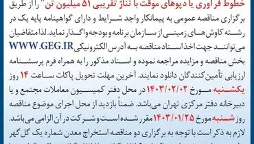 مناقصه عمومی واگذاری عملیات استخراج سنگ آهن و باطله برداری شرکت گل گهر