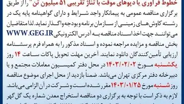 مناقصه عمومی واگذاری عملیات استخراج سنگ آهن و باطله برداری شرکت گل گهر