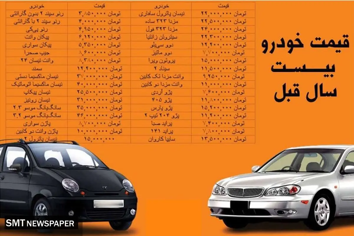 قیمت خودرو بیست سال قبل