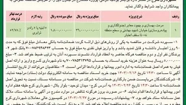 مناقصه عمومی واگذاری مرمت، بهسازی و بهبود معابر خیابان شهید بهشتی شهرداری کرج