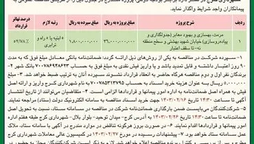 مناقصه عمومی واگذاری مرمت، بهسازی و بهبود معابر خیابان شهید بهشتی شهرداری کرج