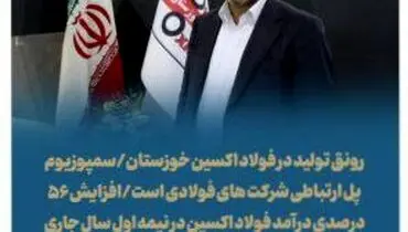 افزایش ۵۶ درصدی درآمد فولاد اکسین در نیمه اول سالجاری