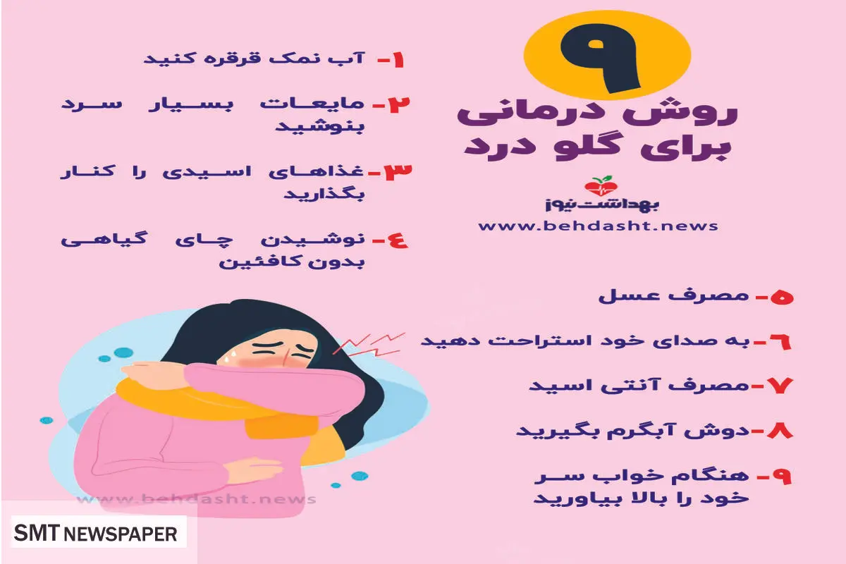 ۹ راهکار کاربردی برای درمان سریع گلو درد + عکس