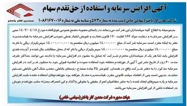افزایش سرمایه و استفاده از حق تقدم سهام شرکت معدن کار باختر