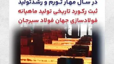 رکوردشکنی در مهرماه/ جهان فولاد سیرجان ۷ درصد بالاتر از ظرفیت اسمی شمش تولید کرد