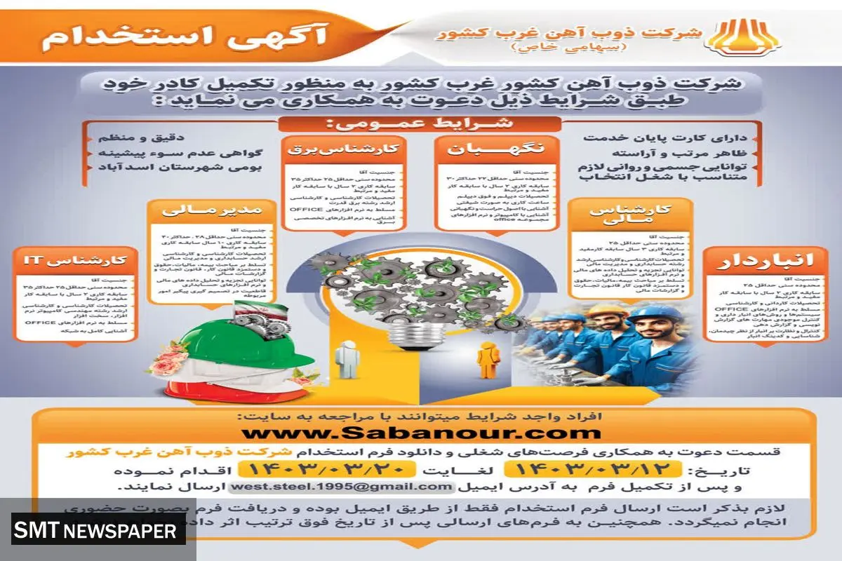 آگهی استخدام شرکت ذوب آهن غرب کشور (سهامی خاص)