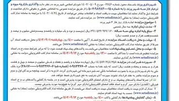 آگهی تجدید مزایده عمومی شهرداری پرند جهت واگذاری بازارچه میوه و تره بار فاز شهر پرند