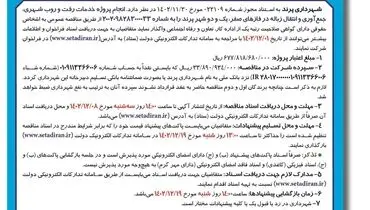 مناقصه عمومی شهرداری پرند جهت واگذاری پروژه خدمات رفت و روب شهری جمع آوری و  انتقال زباله شهر پرند