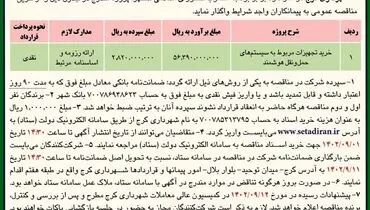 مناقصه عمومی شهرداری کرج جهت واگذاری خرید تجهیزات مربوط به سیستم های حمل و نقل هوشمند