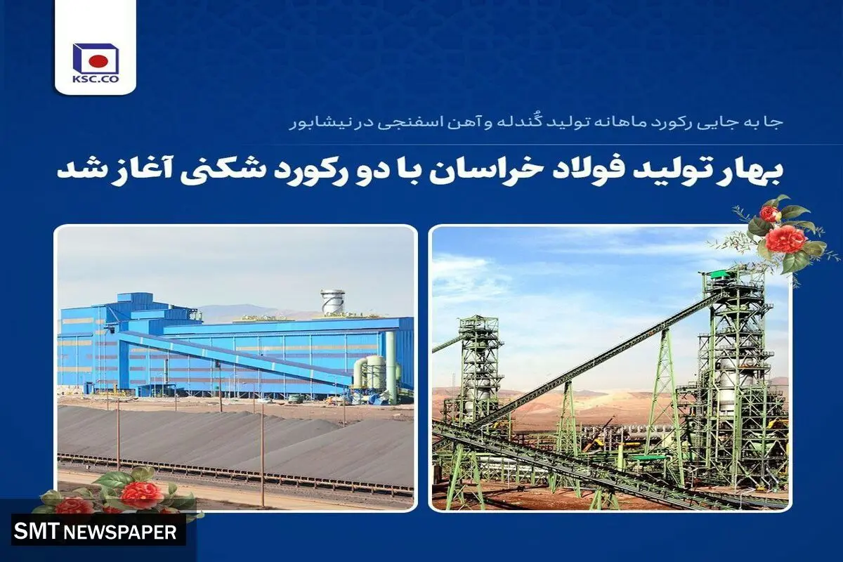 جا به جایی رکورد ماهانه تولید گُندله و آهن اسفنجی در نیشابور