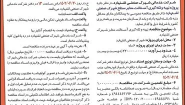مناقصه عمومی شرکت شهرک صنعتی اشتهارد جهت پروژه تهیه و لکه گیری آسفالت معابر