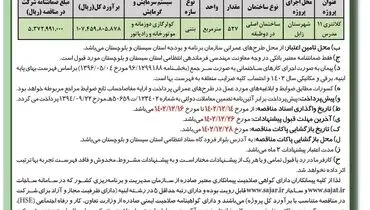 مناقصه عمومی یک مرحله ای احداث ساختمان  اصلی در دو طبقه فرماندهی انتظامی استان سیستان بلوچستان