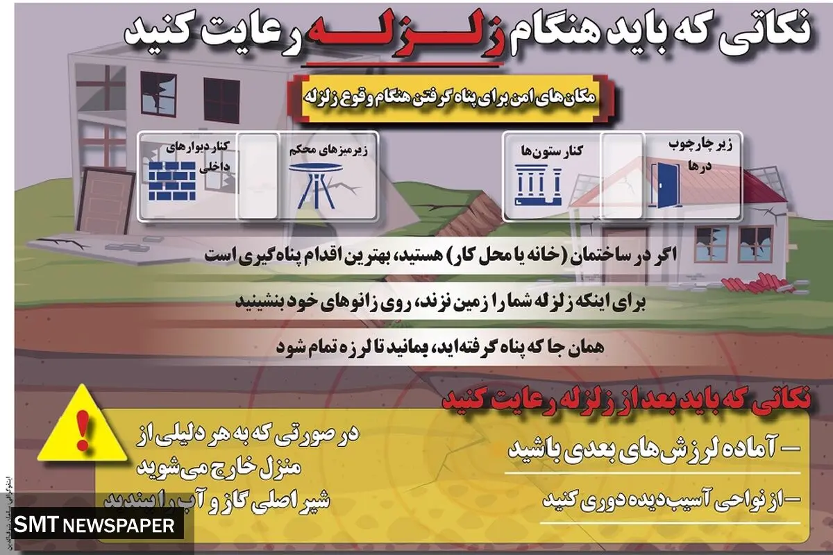 نکاتی که باید هنگام زلزله رعایت کنید