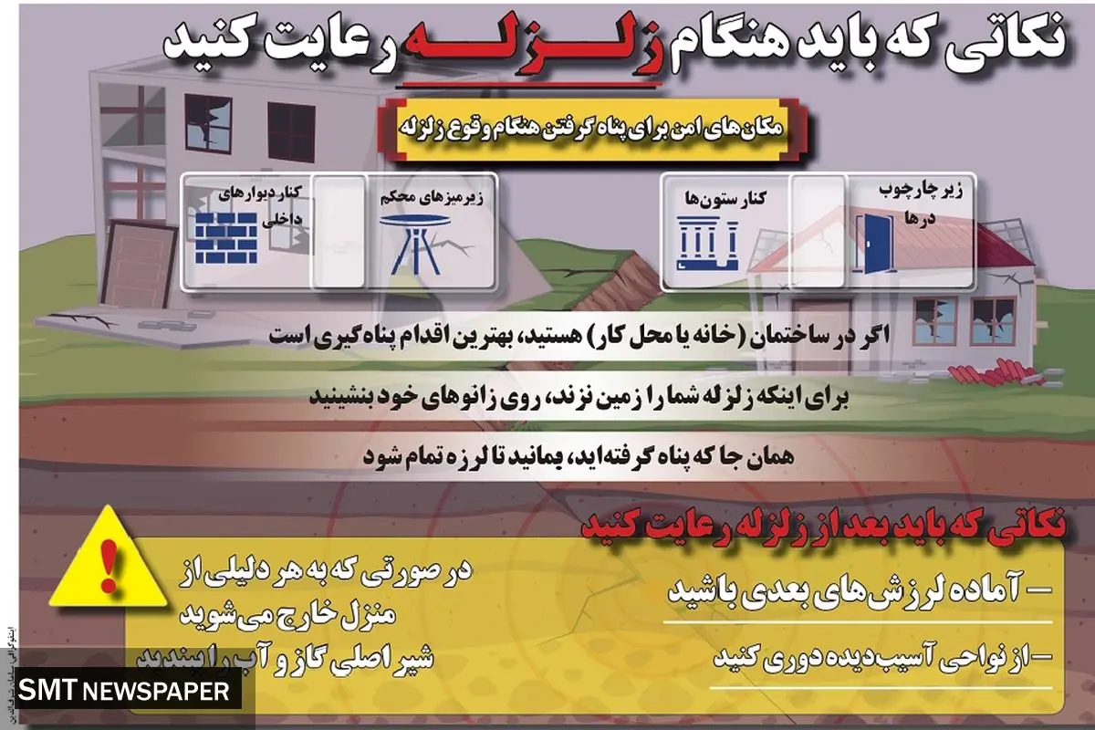 نکاتی که باید هنگام زلزله رعایت کنید