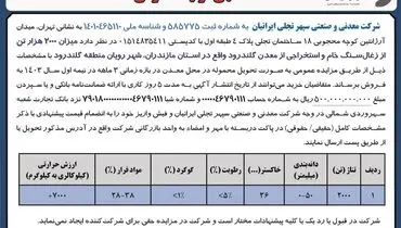 مزایده عمومی فروش 2000 هزار تن از ذغال سنگ خام و استخراجی از معدن گلندرود شرکت معدنی و صنعتی سپهر تجلی ایرانیان