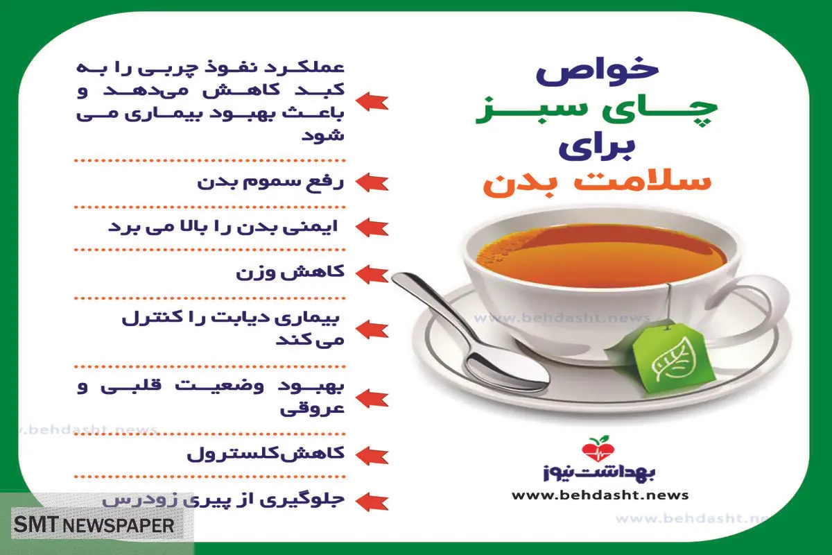 خواص چای سبز برای سلامت بدن+ عکس
