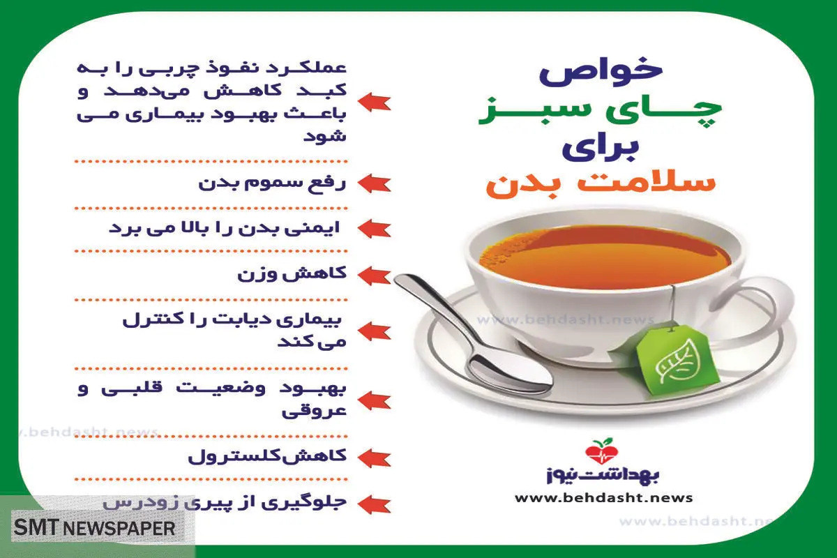 خواص چای سبز برای سلامت بدن+ عکس