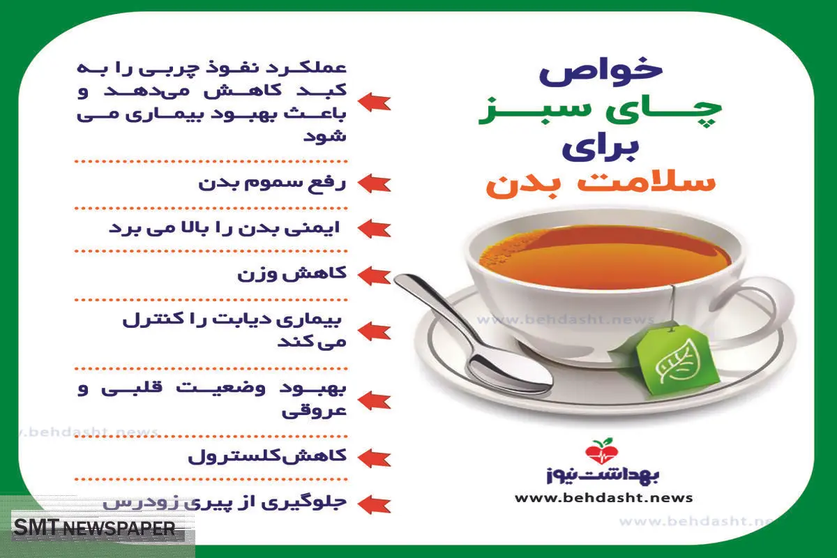 خواص چای سبز برای سلامت بدن+ عکس