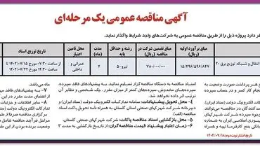 مناقصه عمومی یک مرحله ای شرکت شهرکهای صنعتی استان گلستان جهت تکمیل خط انتقال و شبکه توزیع برق ناحیه صنعتی مبلمان عطاآباد
