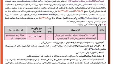 آگهی ارزیابی کیفی پیمانکار جهت 7800 متر شبکه روستاهای باقیمانده محور هومیان کوهدشت شرکت گاز استان لرستان