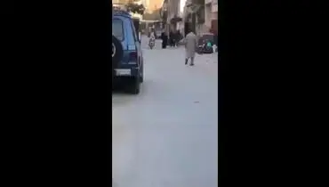 حمله سگ ولگرد به موتورسوار + فیلم