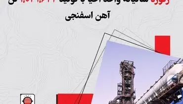کسب رکورد ۱,۰۴۱,۶۲۲ تنی آهن اسفنجی در سال ۱۴۰۲