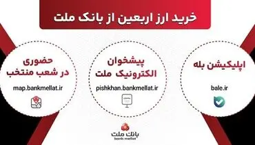 افزایش ظرفیت پذیرش مشتریان در بانک ملت برای فروش حضوری و غیرحضوری ارز اربعین