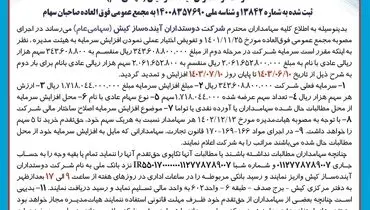 تمدید آگهی حق تقدم خرید سهام در خصوص مرحله دوم افزایش سرمایه شرکت دوستداران آینده ساز کیش