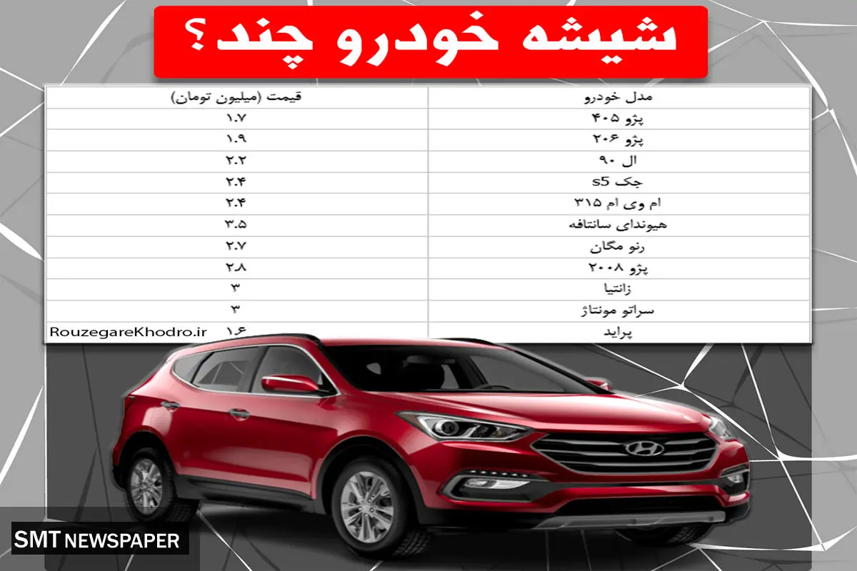 قیمت جدید شیشه خودرو در ۱۴۰۲ + لیست کامل