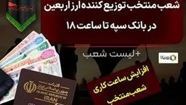 افزایش خدمت‌رسانی شعب منتخب توزیع کننده ارز اربعین در بانک سپه تا ساعت ۱۸ 