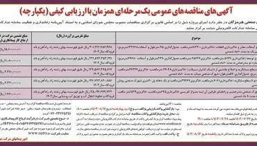 مناقصه های عمومی یک مرحله ای همزمان شرکت شهرکهای صنعتی هرمزگان
