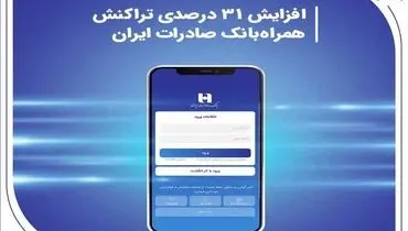 افزایش ۳۱ درصدی تراکنش همراه‌بانک صادرات ایران