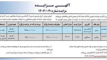 مزایده عمومی واگذاری املاک مازاد بر نیاز شرکت ایران خودرو ( نوبت دوم )