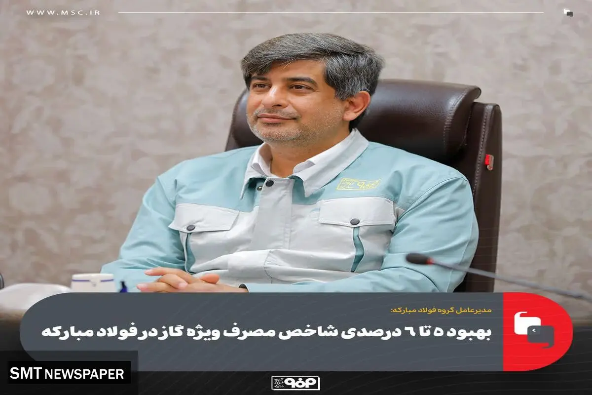 بهبود 5 تا 6 درصدی شاخص مصرف ویژه گاز در فولاد مبارکه