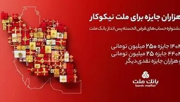 مراسم قرعه‌کشی جشنواره حساب‌های قرض‌الحسنه پس‌انداز بانک ملت 23 مهرماه برگزار می شود